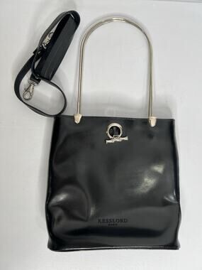 Kesslord Paris Leather Handbag Purse Double Metal Handles